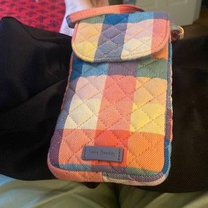 Vera Bradley pastel plaid cell phone crossbody bag